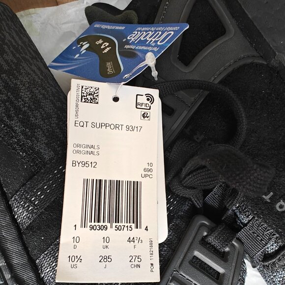 Brand new Adidas EQT Support 93/17 Triple Black Sneakers BY9512 Mens US 10.5 - Picture 11 of 12